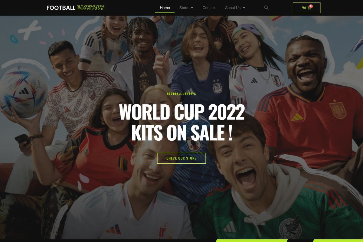 Football Factory online store homepage