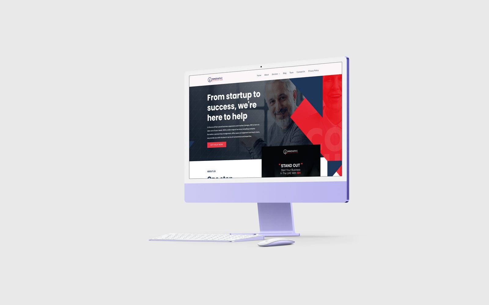 Innovative Business Hub website homepage on desktop