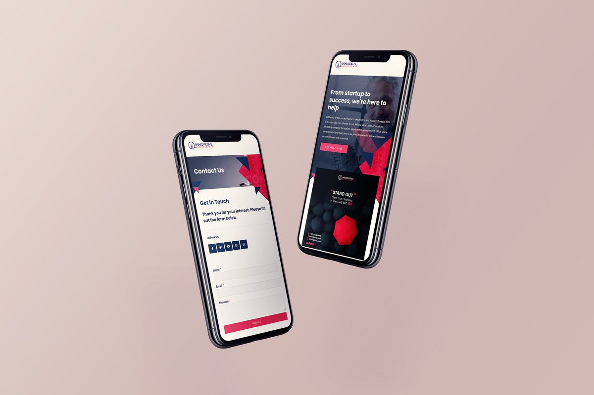 Innovative Business Hub website on a mobile device