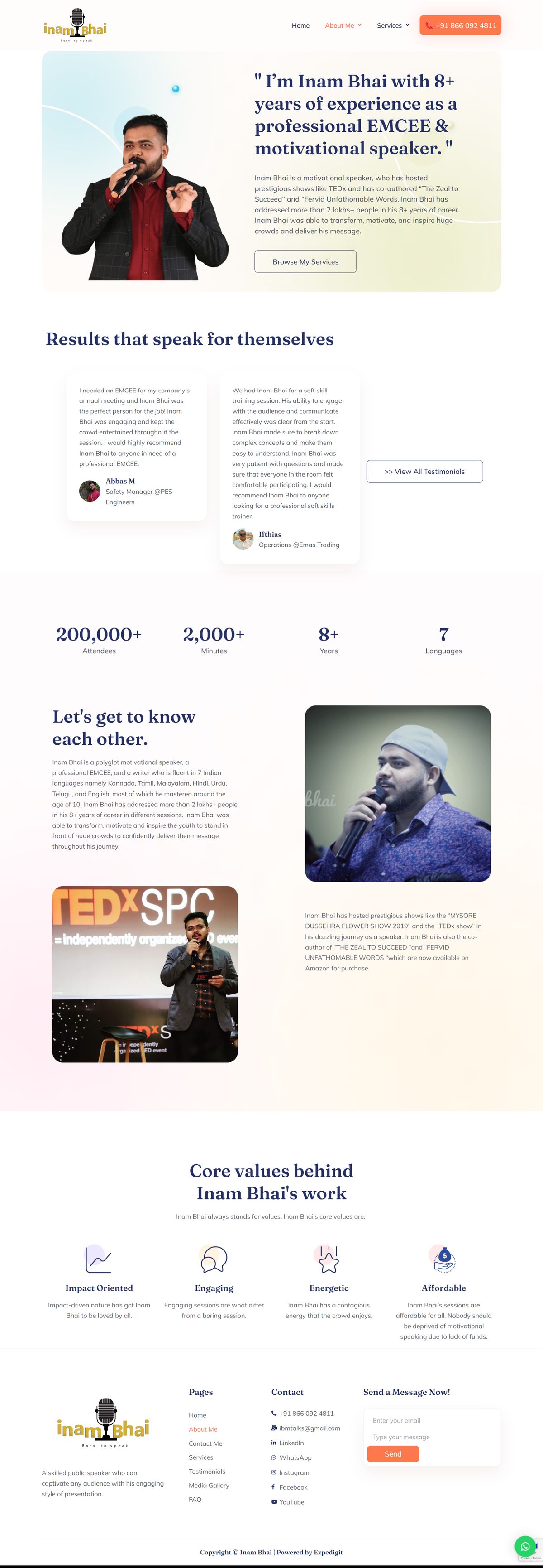 Inam Bhai website about page