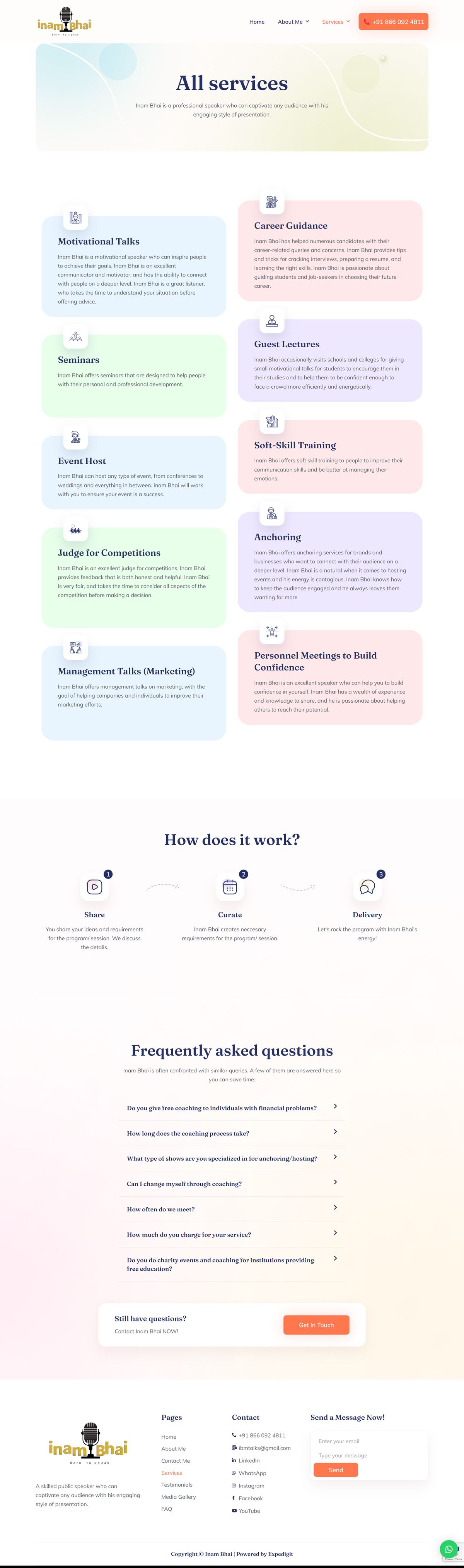 Inam Bhai website services page