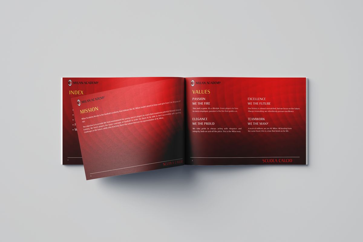 AC Milan Academy Kerala parent handbook spreads